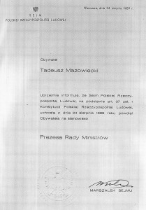 Akt powołania na stanowisko Prezesa Rady Ministrów